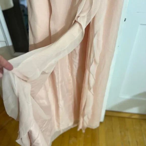 NWT Vera Wang White Pink Chiffon One Shoulder Ruffled Dress - Size 8 - Picture 2 of 11